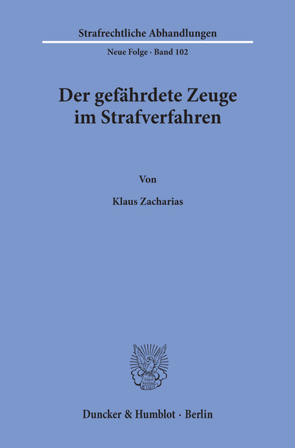 Der gefährdete Zeuge im Strafverfahren. main product photo