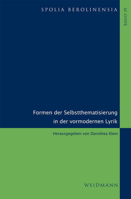 Formen der Selbstthematisierung in der vormodernen Lyrik main product photo