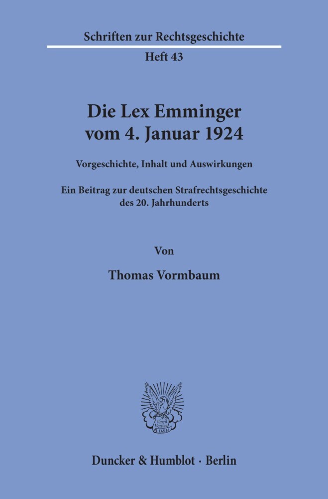 Die Lex Emminger vom 4. Januar 1924. main product photo