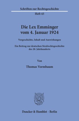 Die Lex Emminger vom 4. Januar 1924.