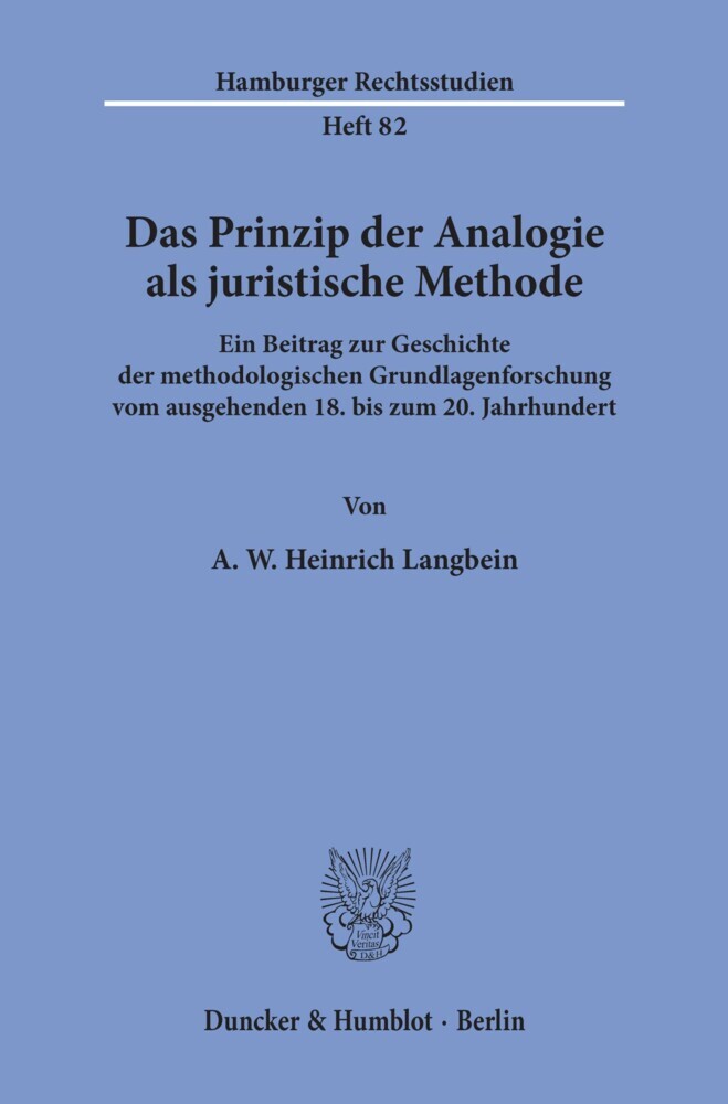 Das Prinzip der Analogie als juristische Methode. main product photo