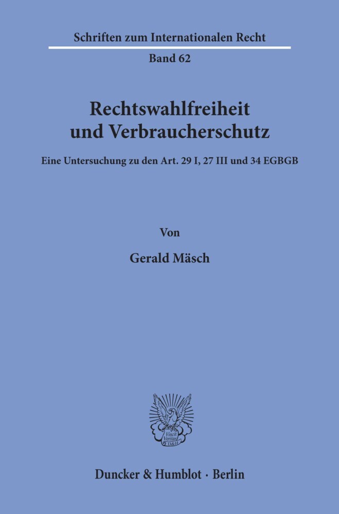 Rechtswahlfreiheit und Verbraucherschutz. main product photo