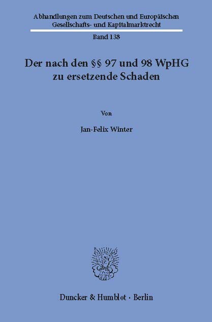 Der nach den 97 und 98 WpHG zu ersetzende Schaden. main product photo