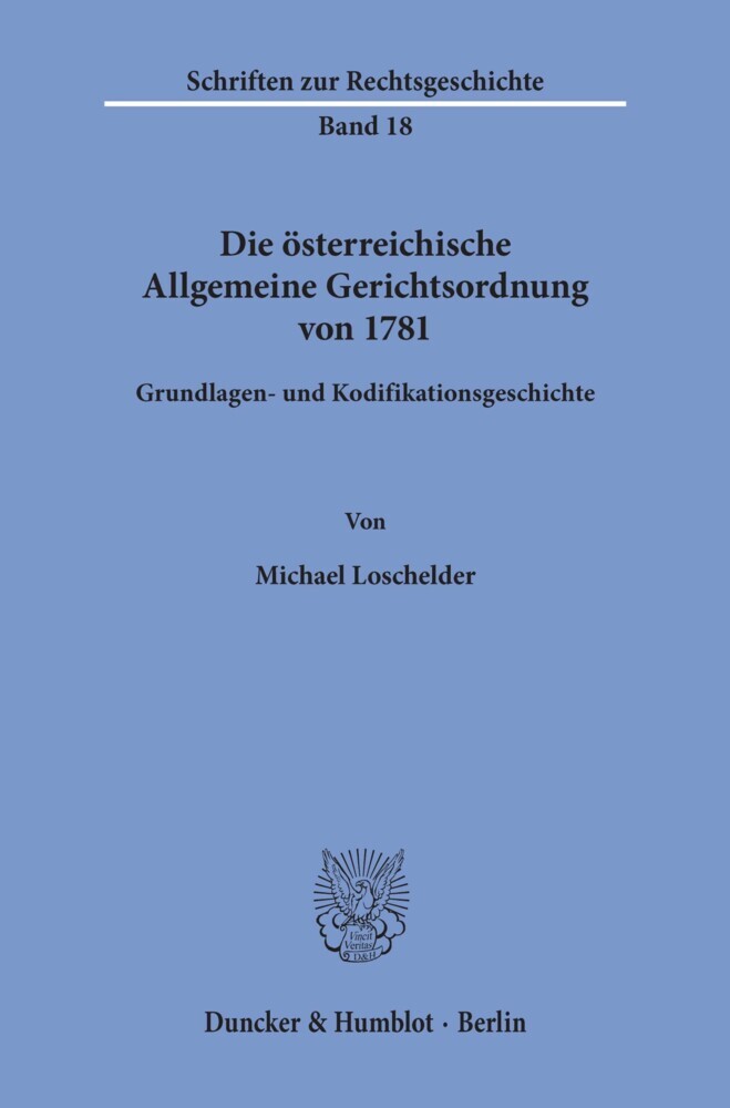 Die österreichische Allgemeine Gerichtsordnung von 1781. main product photo
