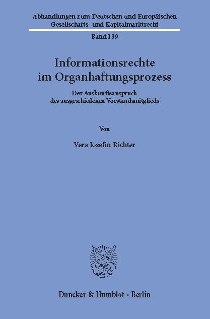 Informationsrechte im Organhaftungsprozess. main product photo