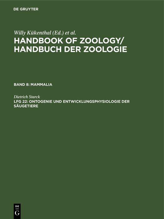 Ontogenie und Entwicklungsphysiologie der Säugetiere main product photo