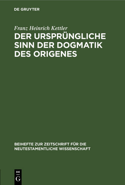Der ursprüngliche Sinn der Dogmatik des Origenes main product photo