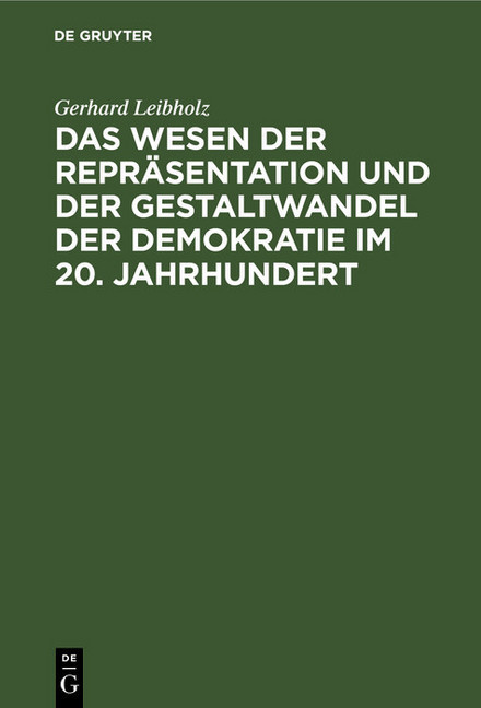 Das Wesen der Repräsentation und der Gestaltwandel der Demokratie im 20. Jahrhundert main product photo
