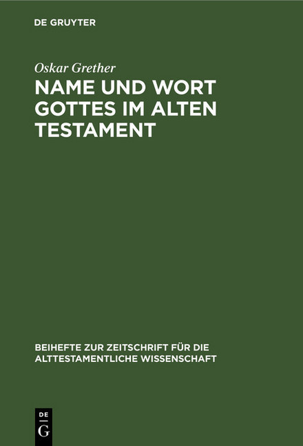 Name und Wort Gottes im Alten Testament main product photo