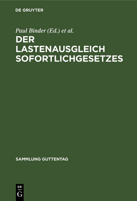 Der Lastenausgleich Sofortlichgesetzes main product photo