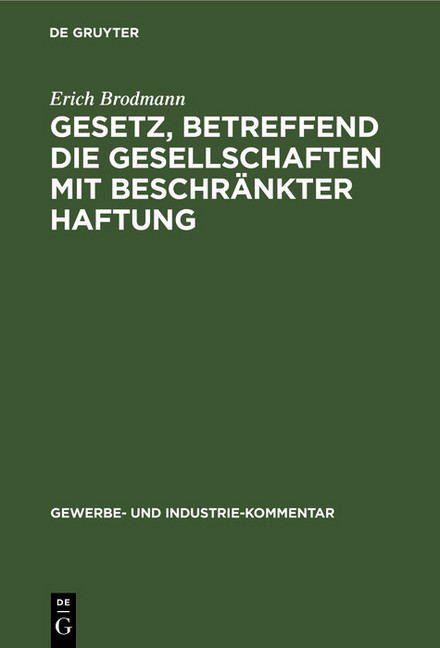 Gesetz, betreffend die Gesellschaften mit beschränkter Haftung main product photo