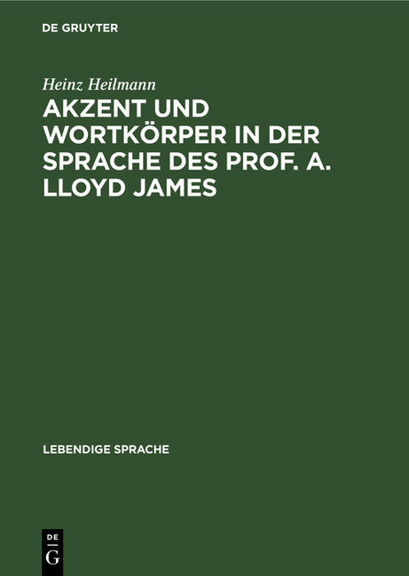 Akzent und Wortkörper in der Sprache des Prof. A. Lloyd James main product photo