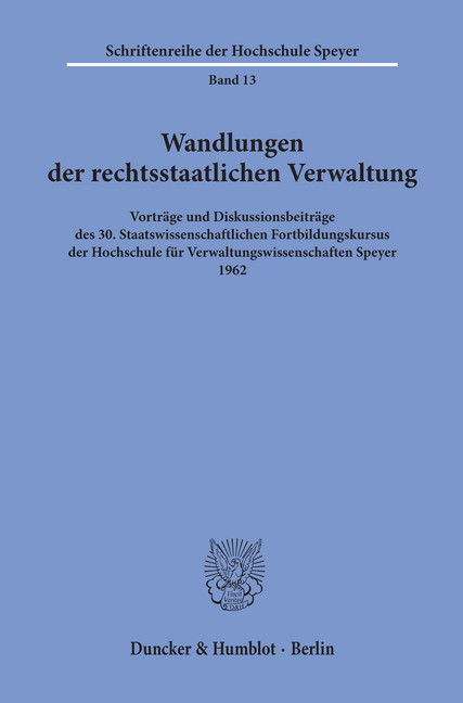 Wandlungen der rechtsstaatlichen Verwaltung. main product photo