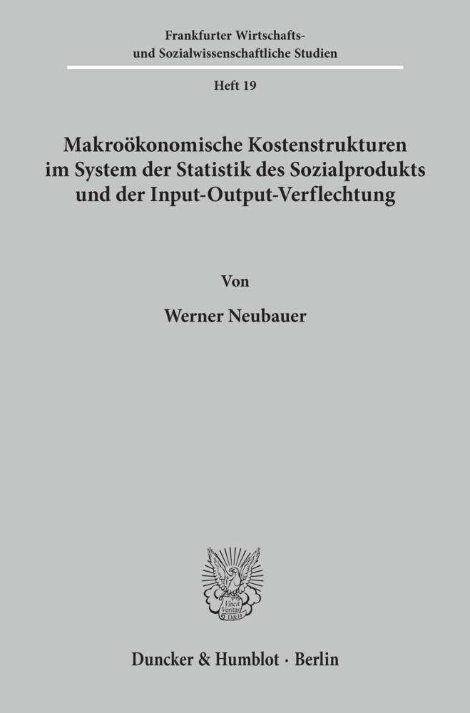 Makroökonomische Kostenstrukturen im System der Statistik des Sozialprodukts und der Input-Output-Verflechtung. main product photo