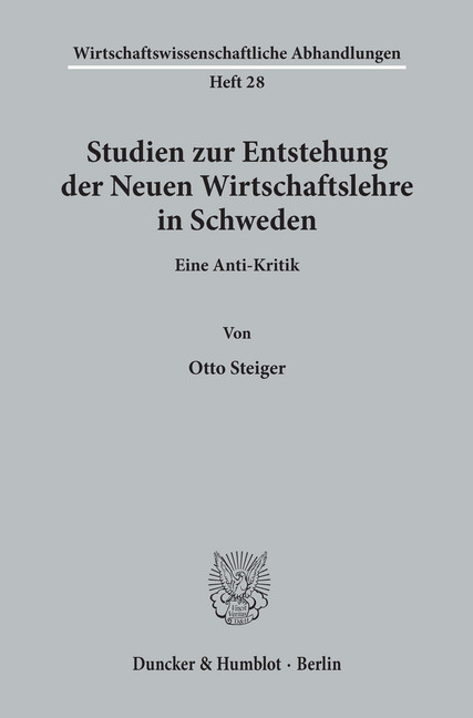 Studien zur Entstehung der Neuen Wirtschaftslehre in Schweden. main product photo