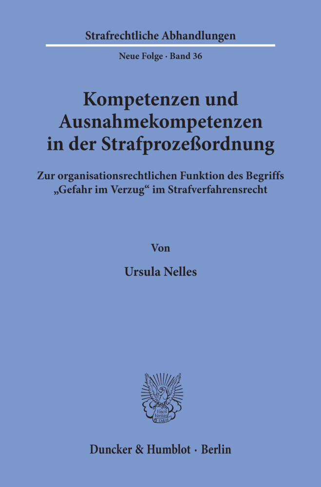 Kompetenzen und Ausnahmekompetenzen in der Strafprozeßordnung. main product photo