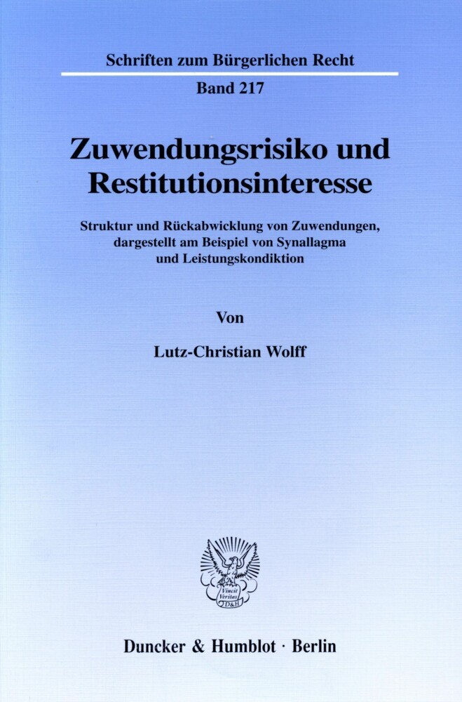 Zuwendungsrisiko und Restitutionsinteresse. main product photo