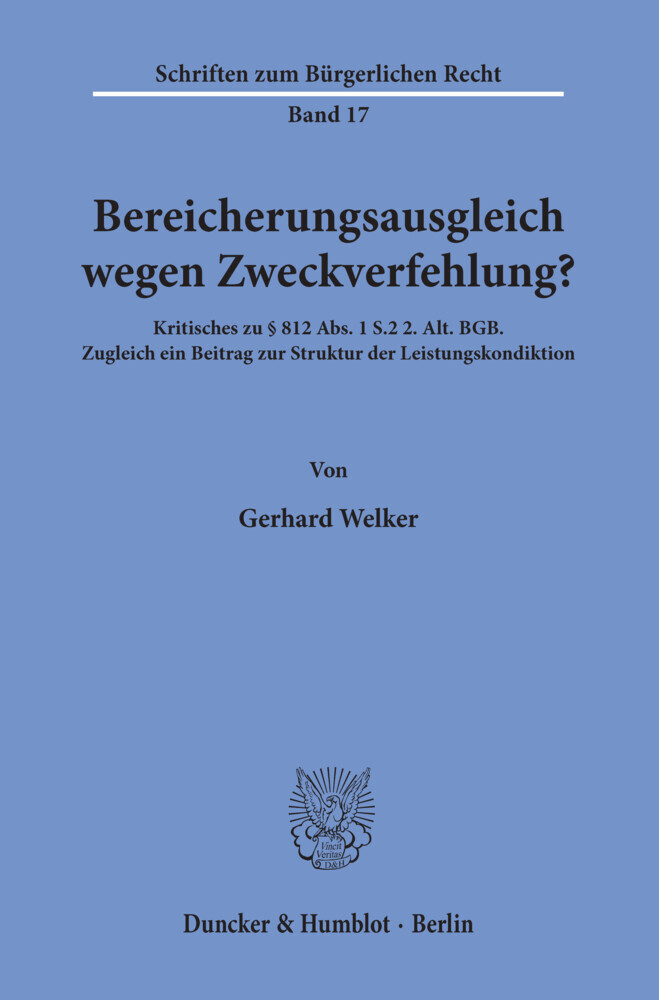 Bereicherungsausgleich wegen Zweckverfehlung? main product photo