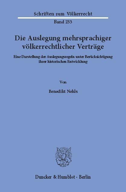 Die Auslegung mehrsprachiger völkerrechtlicher Verträge. main product photo