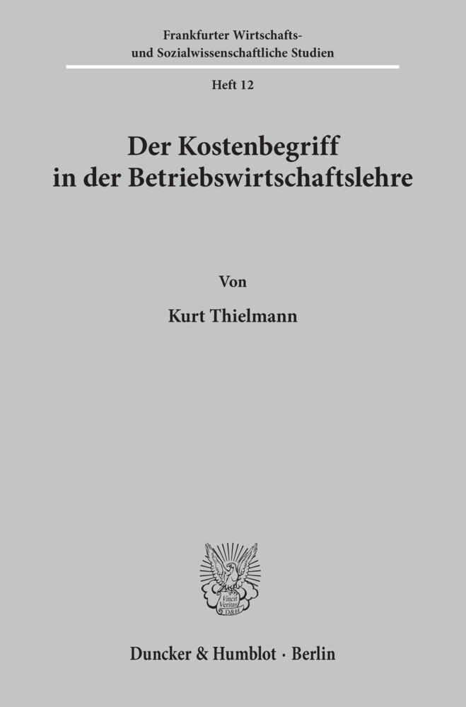 Der Kostenbegriff in der Betriebswirtschaftslehre. main product photo