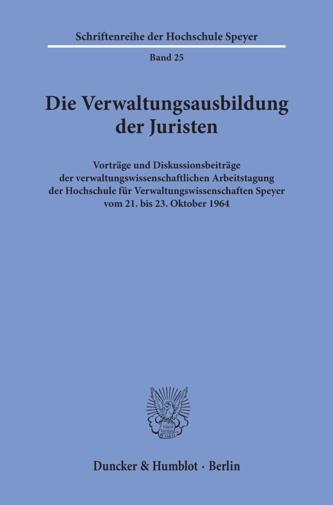 Die Verwaltungsausbildung der Juristen. main product photo