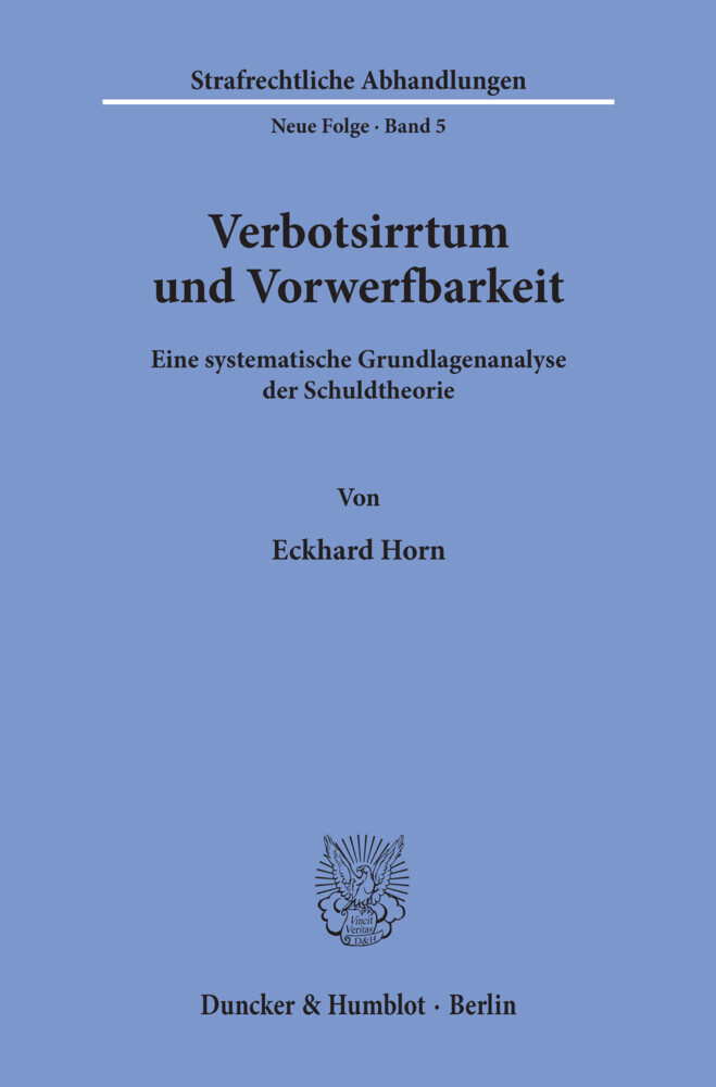 Verbotsirrtum und Vorwerfbarkeit. main product photo