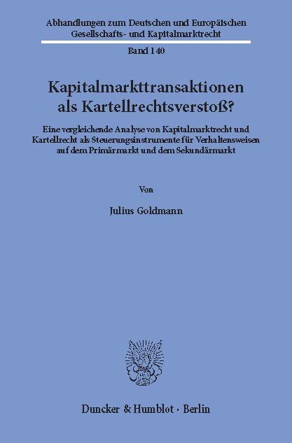 Kapitalmarkttransaktionen als Kartellrechtsverstoß? main product photo