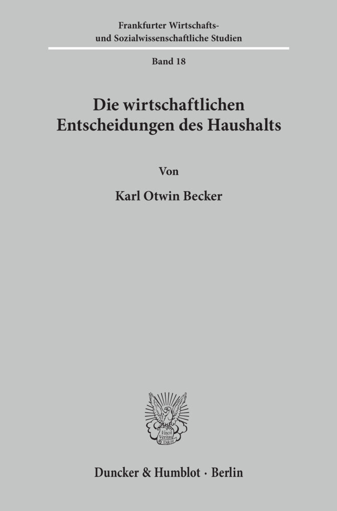 Die wirtschaftlichen Entscheidungen des Haushalts. main product photo