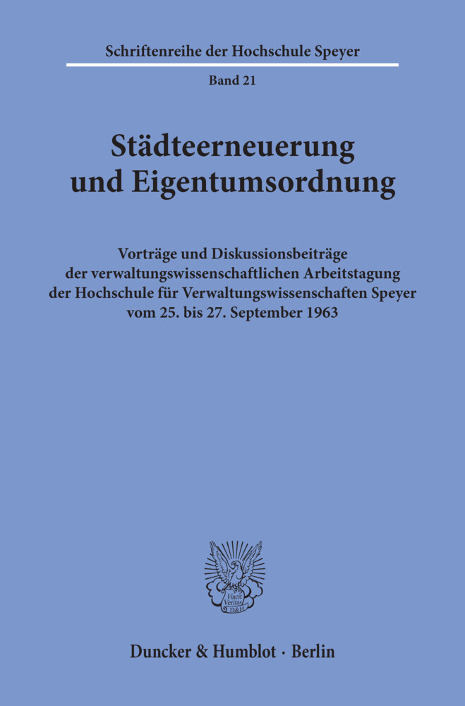 Städteerneuerung und Eigentumsordnung. main product photo