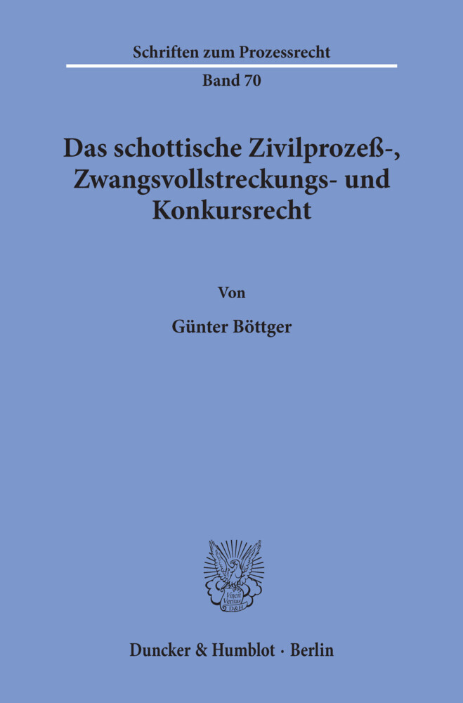 Das schottische Zivilprozeß-, Zwangsvollstreckungs- und Konkursrecht. main product photo