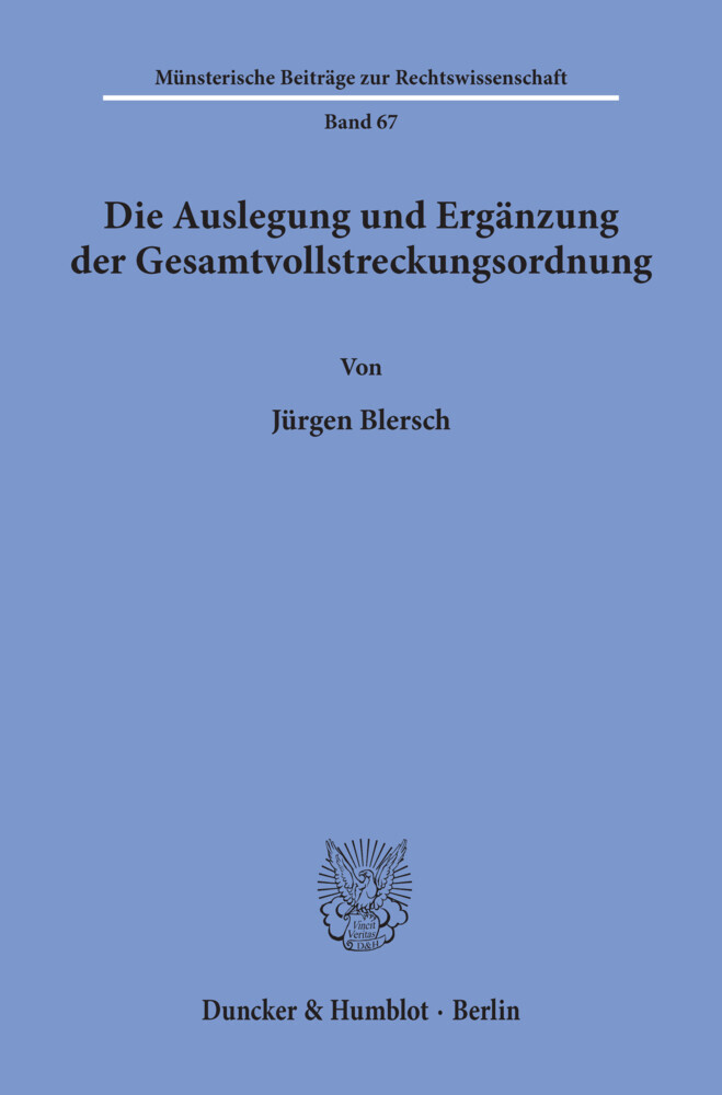 Die Auslegung und Ergänzung der Gesamtvollstreckungsordnung. main product photo
