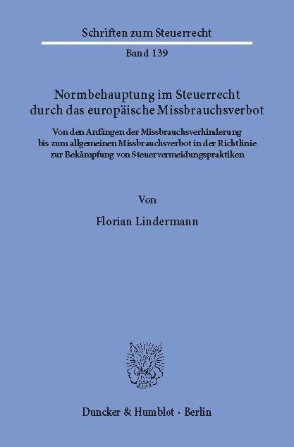 Normbehauptung im Steuerrecht durch das europäische Missbrauchsverbot. main product photo
