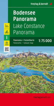 Freytag & Berndt Auto + Freizeitkarte Bodensee, Panoramakarte 1:75.000. Panorama Lake Constance