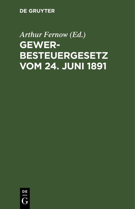 Gewerbesteuergesetz vom 24. Juni 1891 main product photo