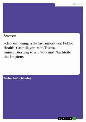 Schutzimpfungen als Instrument von Public Health. Grundlagen zum Thema Immunisierung sowie Vor- und Nachteile des Impfens