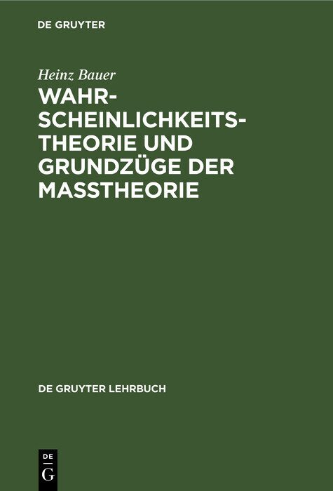 Wahrscheinlichkeitstheorie und Grundzüge der Maßtheorie main product photo