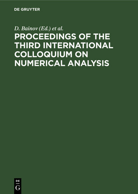 Proceedings of the Third International Colloquium on Numerical Analysis main product photo