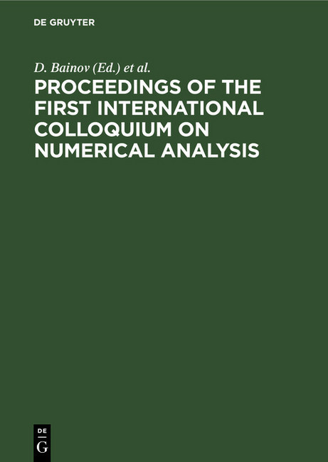 Proceedings of the First International Colloquium on Numerical Analysis main product photo