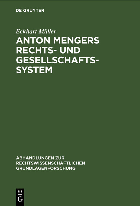 Anton Mengers Rechts- und Gesellschaftssystem main product photo