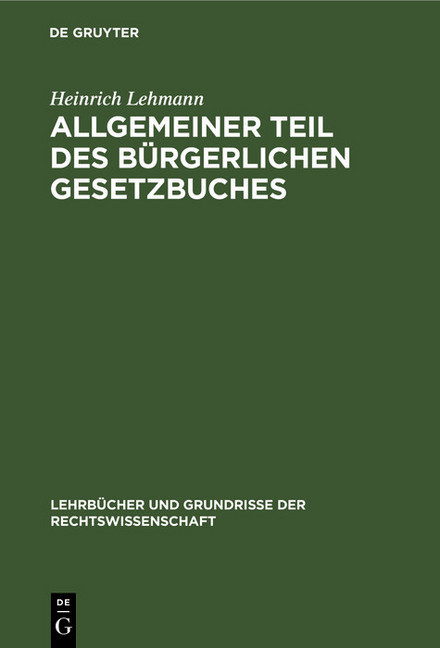 Allgemeiner Teil des Bürgerlichen Gesetzbuches main product photo