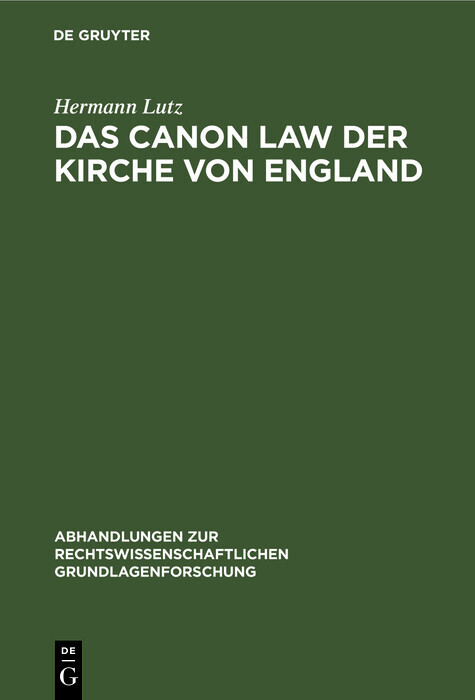Das Canon Law der Kirche von England main product photo