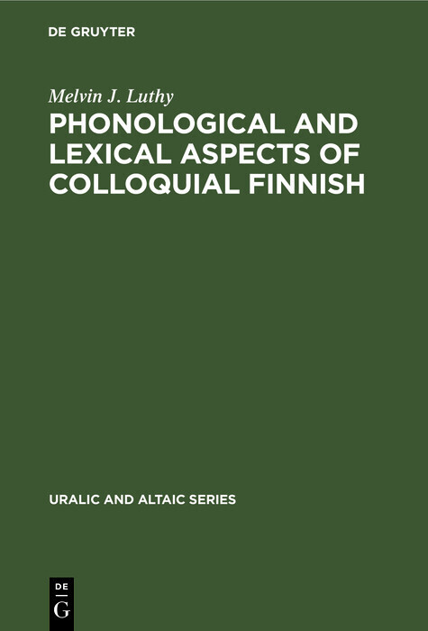 Phonological and Lexical Aspects of Colloquial Finnish main product photo