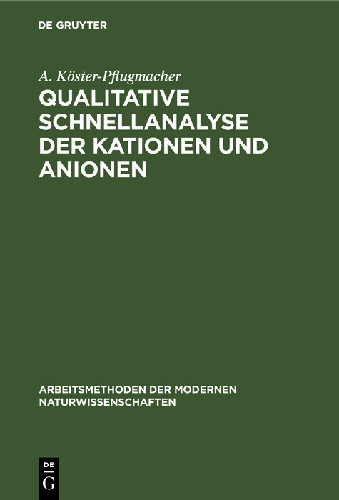 Qualitative Schnellanalyse der Kationen und Anionen main product photo