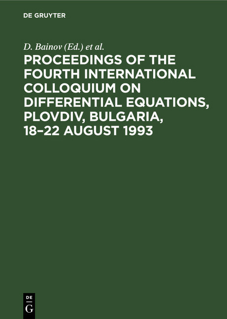 Proceedings of the Fourth International Colloquium on Differential Equations, Plovdiv, Bulgaria, 18-22 August 1993 main product photo