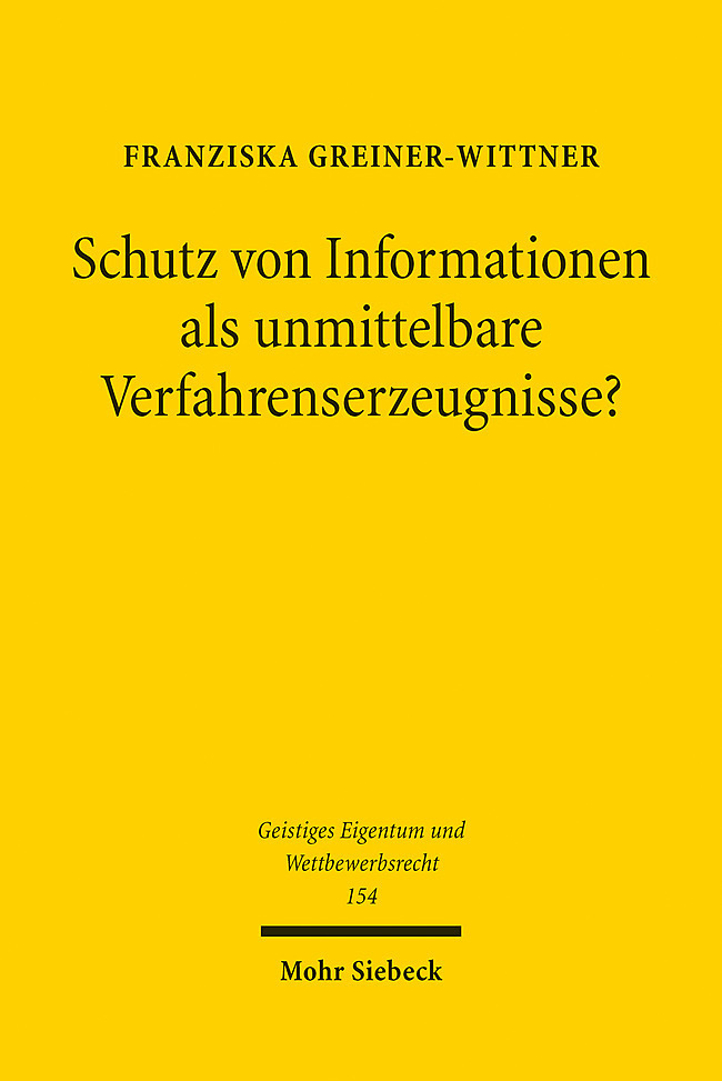 Schutz von Informationen als unmittelbare Verfahrenserzeugnisse? main product photo