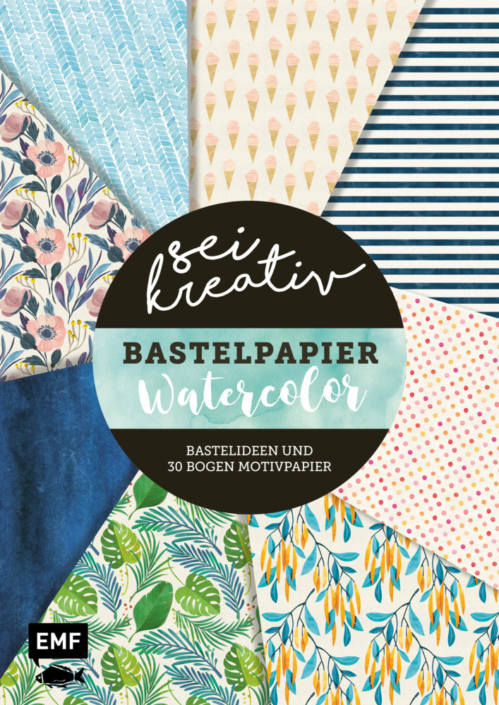 Sei kreativ! - Bastelpapier Watercolor - Bastelideen und 30 Bogen Motivpapier in 2 Stärken (120 g/qm, 250 g/qm) main product photo