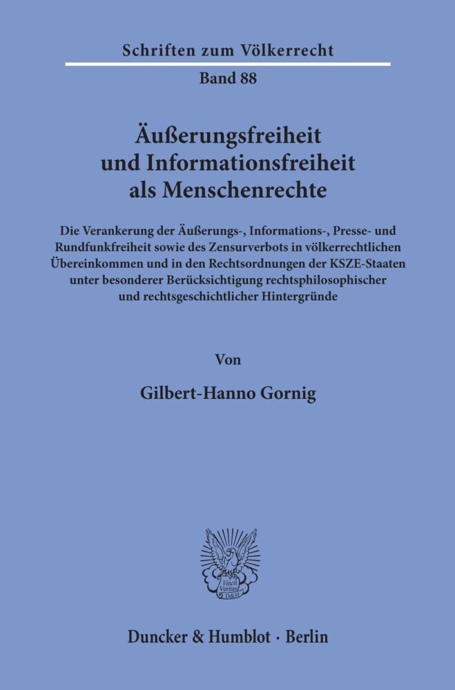 Äußerungsfreiheit und Informationsfreiheit als Menschenrechte. main product photo