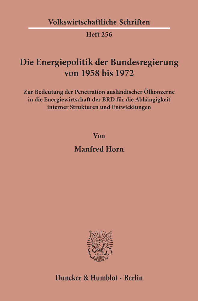 Die Energiepolitik der Bundesregierung von 1958 bis 1972. main product photo