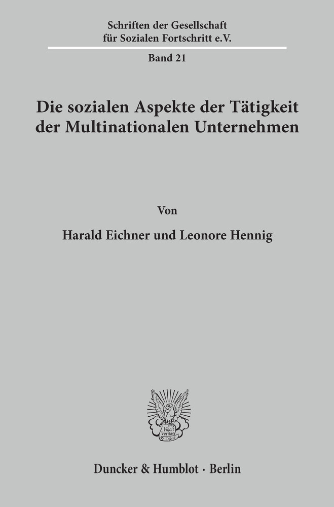 Die sozialen Aspekte der Tätigkeit der Multinationalen Unternehmen. main product photo