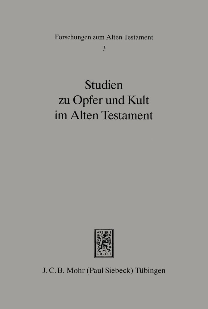 Studien zu Opfer und Kult im Alten Testament main product photo